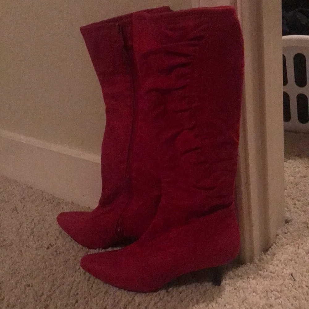 Red Zip Up Boots